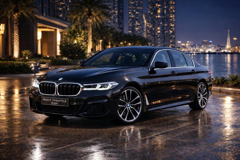 BMW 5 Series luxury chauffeur sedan for private chauffeur service in Dubai