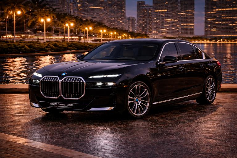 BMW 7 Series luxury chauffeur sedan for private chauffeur service in Dubai