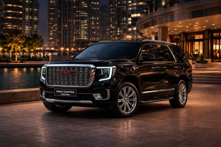 GMC Yukon Denali luxury chauffeur SUV for private chauffeur service in Dubai